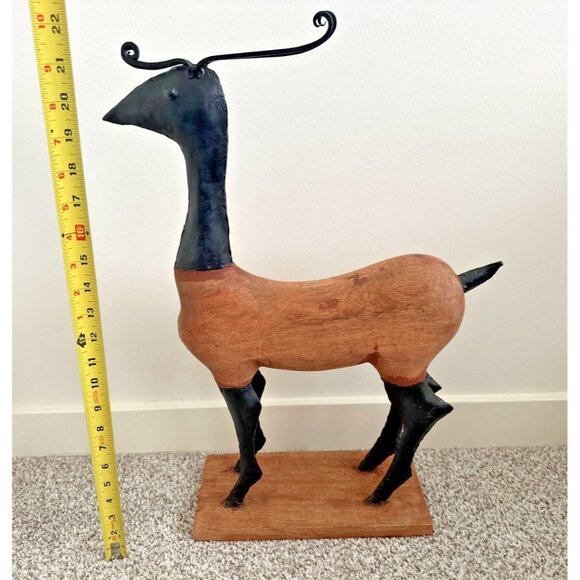Vintage Reindeer Handmade Metal and Wood Primitive Art Sculpture 22" Home Decor - Picture 7 of 10
